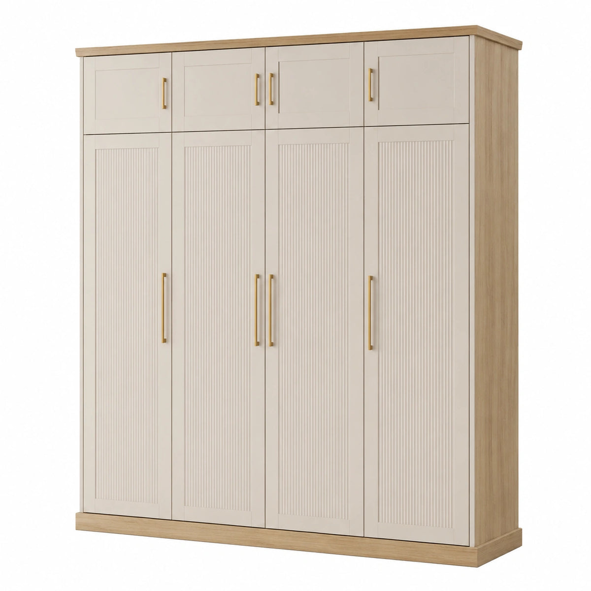 Armario de Madera con Puertas y Paneles 200x60x220 cm Beige
