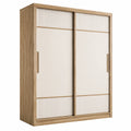 Armario de madera contrachapada con puertas correderas 200x60x220 cm roble y blanco