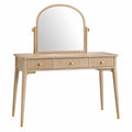 Tocador de madera de roble con espejo ajustable y 3 cajones