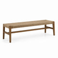 Banco de madera y asiento de fibra natural 120 cm