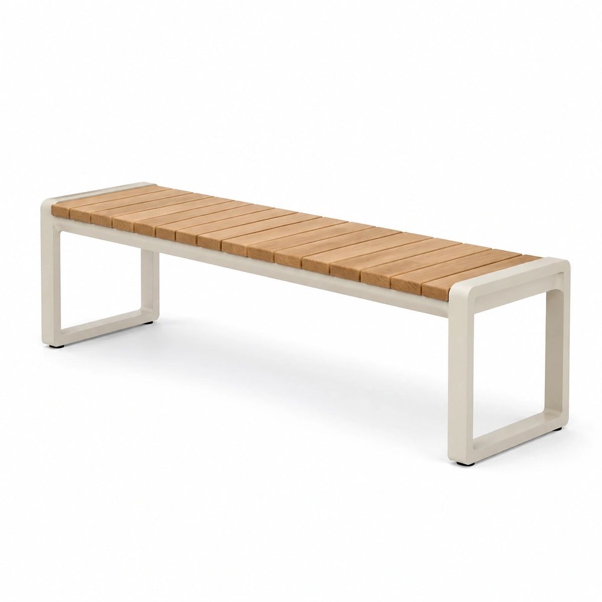 Banco de aluminio y teca 180x40x45 cm marrón/beige