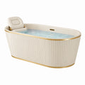 Bañera independiente oval acrílico crema y dorado 170x75x60 cm