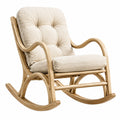 Mecedora de Madera de Roble con Cojines de Algodón Beige