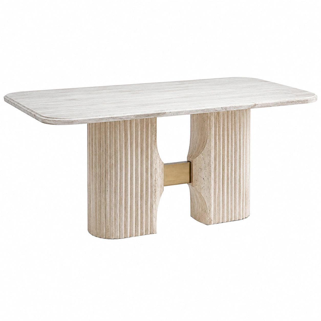 Mesa de comedor rectangular de travertino