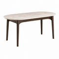 Mesa de comedor de mármol travertino y madera