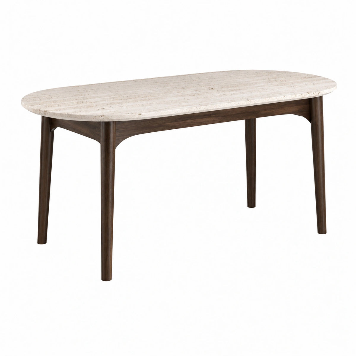 Mesa de comedor de mármol travertino y madera
