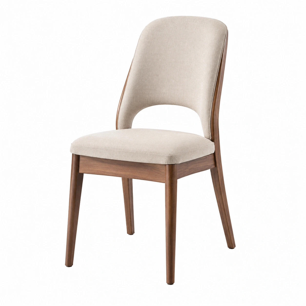 Silla de comedor de tela y madera de nogal 85cm