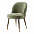 Silla de comedor con terciopelo verde y patas de madera maciza