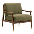 Sillón de madera con tapizado de poliéster verde
