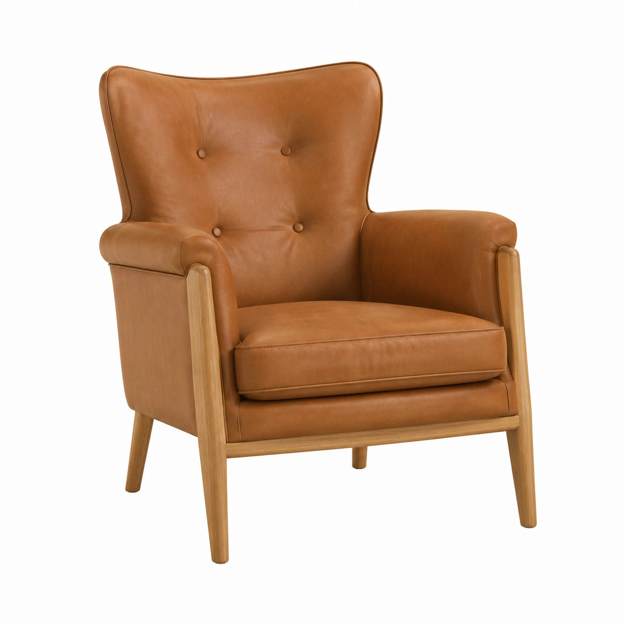 Sillón de Cuero con Estructura de Roble Marrón 75x85x100 cm