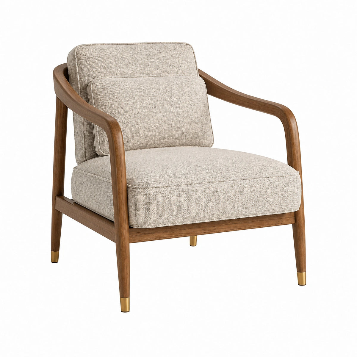 Sillón de madera y tela de poliéster beige 75x80x85 cm
